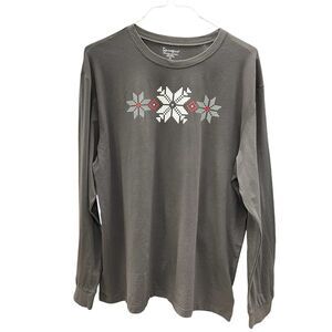 Pajamagram Mens Long Sleeve‎ Gray Fair Isle Pajama Shirt Size L Holiday - 536